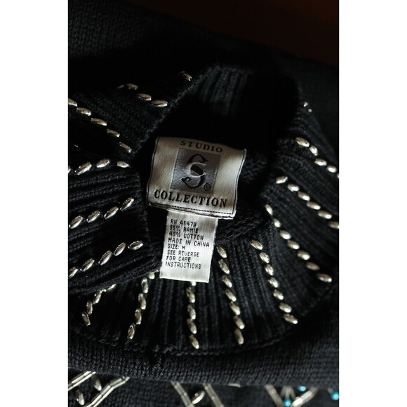 Vintage Studio C Collection Women's Southwestern Jeweled Mock Neck Sweater M - Picture 5 of 16